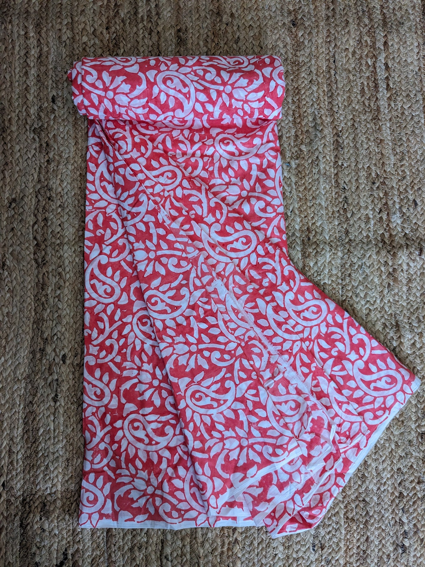 Cotton Mulmul Hand Block Printed Fabrics by meter Big Paisleys