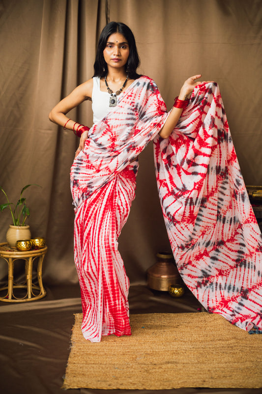 Cotton Mul Tie Dye Saree Laal Ishq