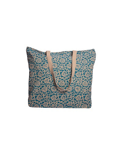 Cotton Daily Tote With Lining · Floral Fun Blue