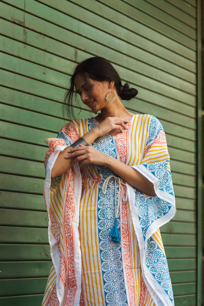 Block Printed Cotton Mul Kaftan Tunic/ Dress · Beachy Vibes