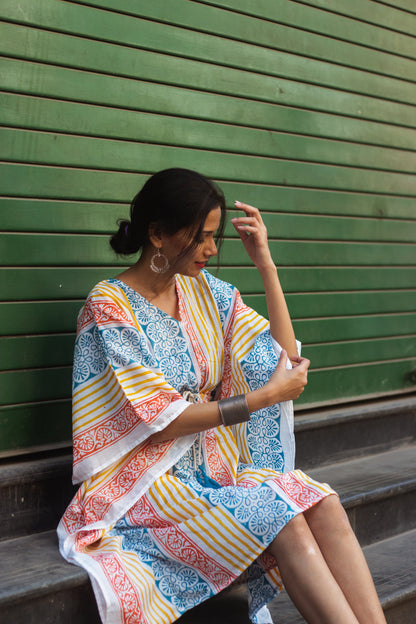 Block Printed Cotton Mul Kaftan Tunic/ Dress · Beachy Vibes