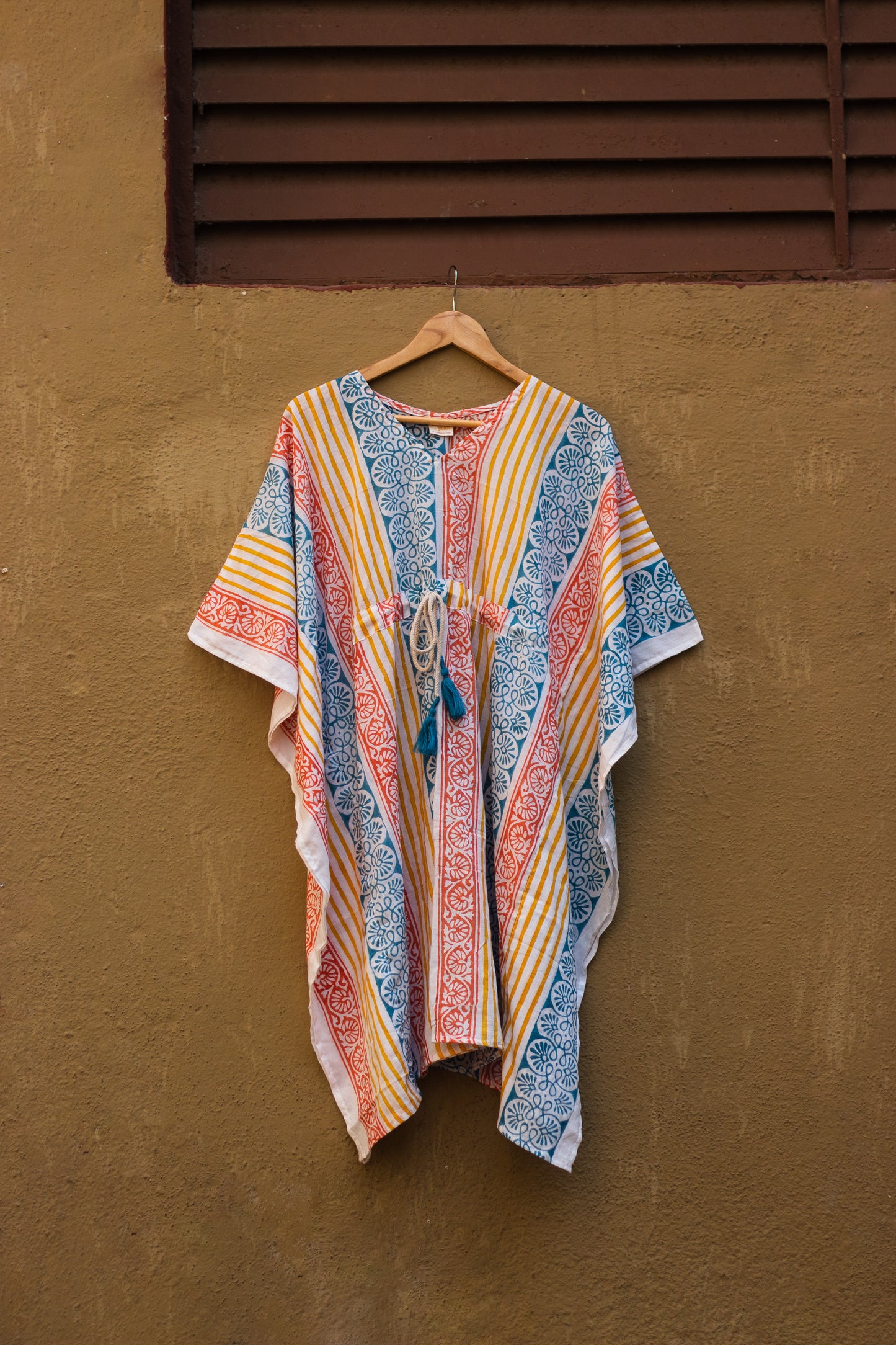 Block Printed Cotton Mul Kaftan Tunic/ Dress · Beachy Vibes