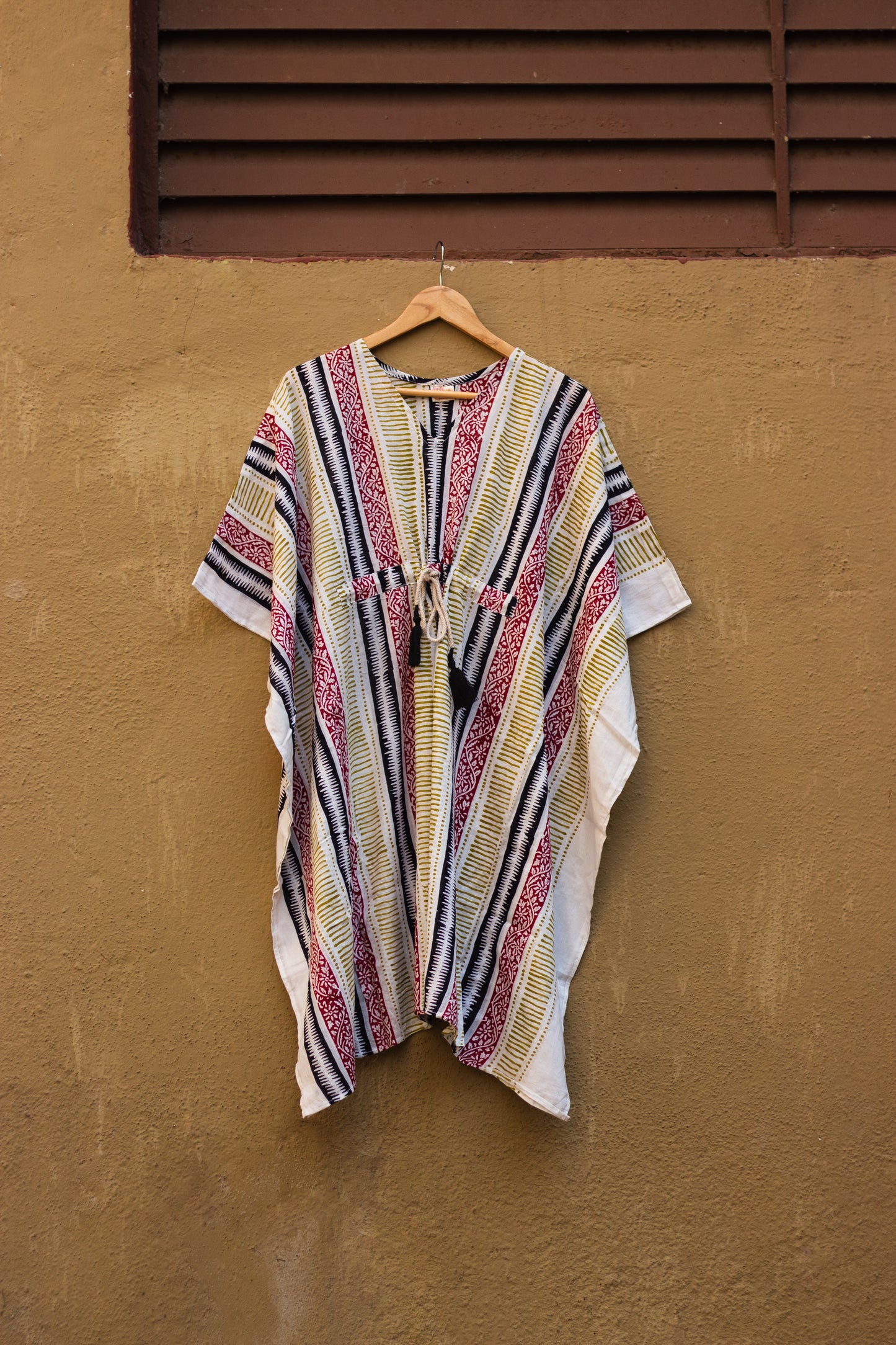 Block Printed Cotton Mul Kaftan Tunic/ Dress · Earthy Tones