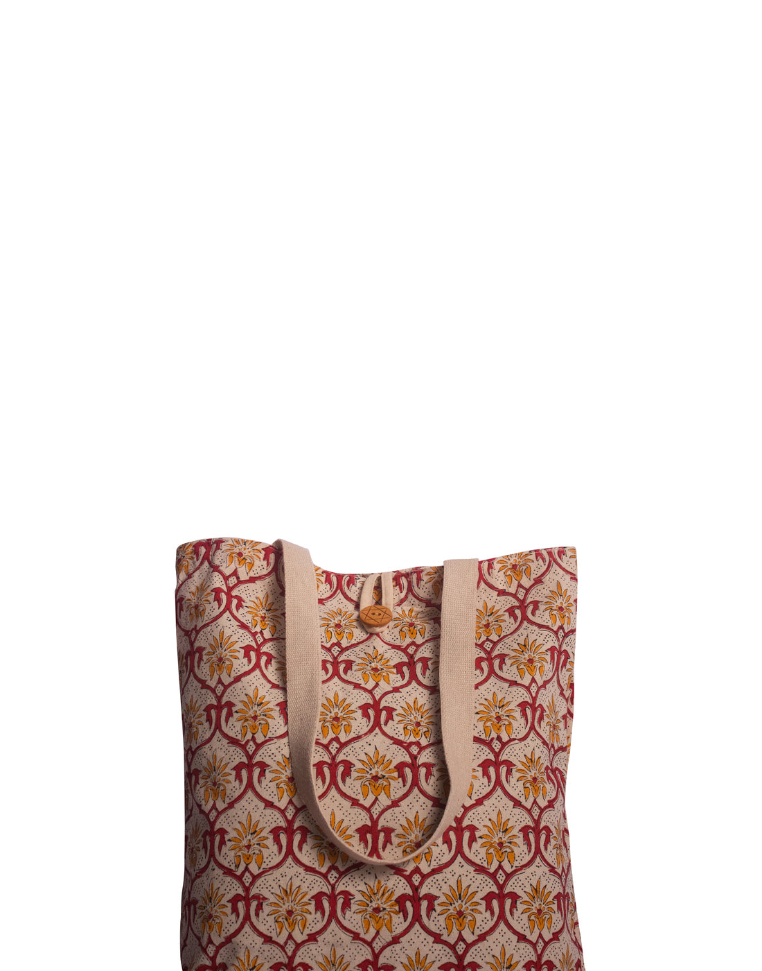 Cotton Shopping Tote Bag · Mughal Trellis Red and Orange