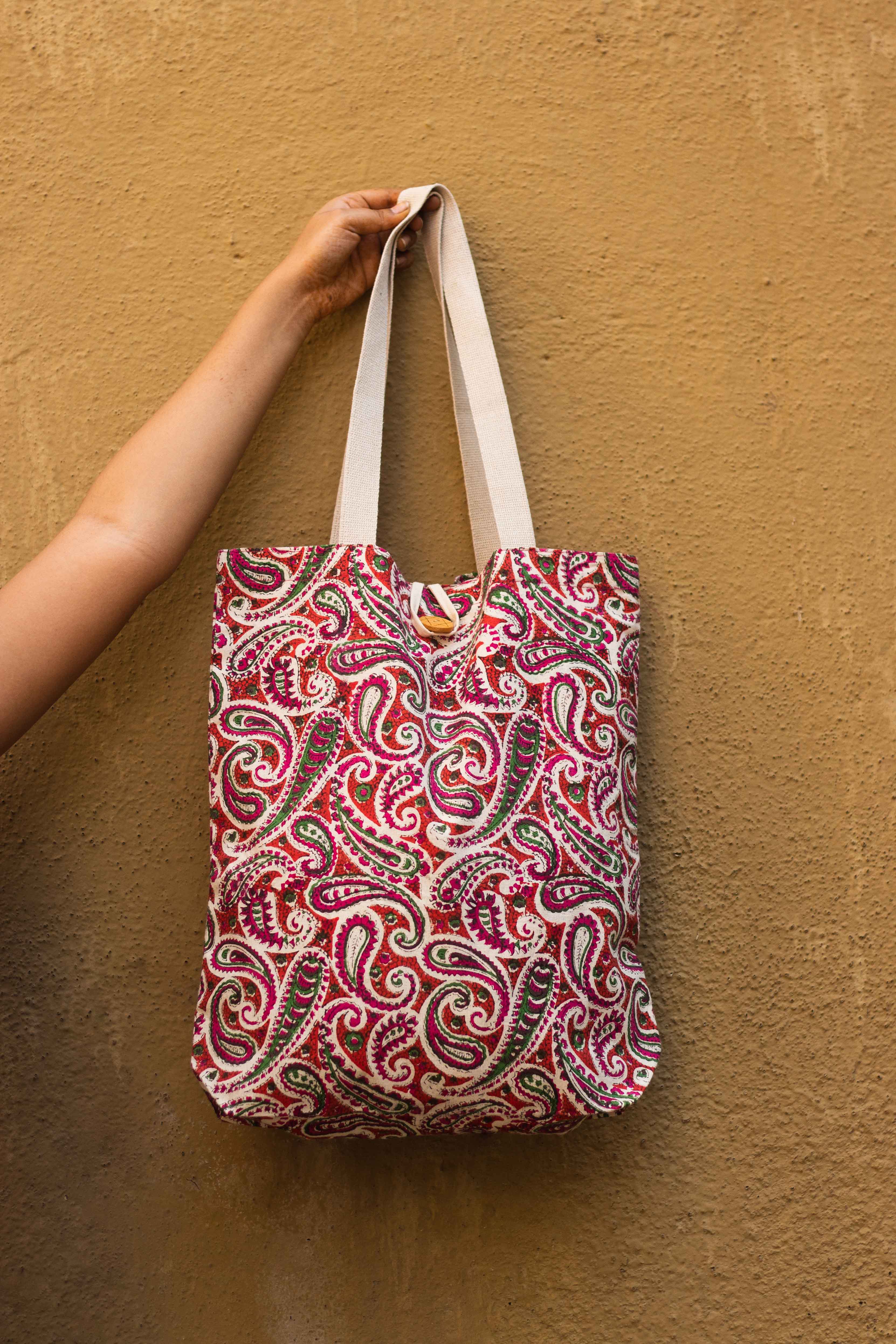 Pink cotton tote online bag