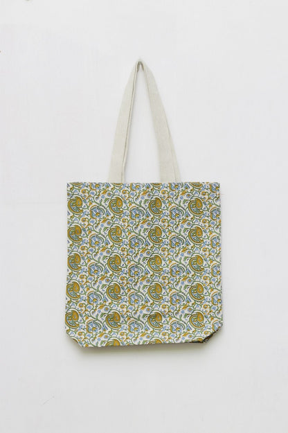 Canvas Cotton Shopping Tote Bag · Pastel Paisley