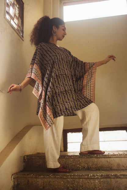 Cotton Bagh Block-Printed Kaftan Dress · Lata Black