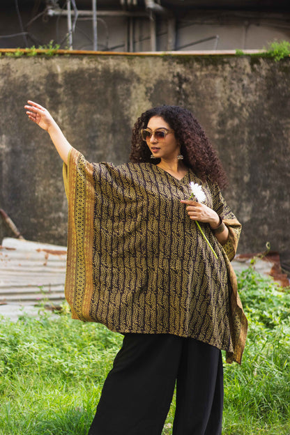 Cotton Bagh Block-Printed Kaftan Dress · Lata Green