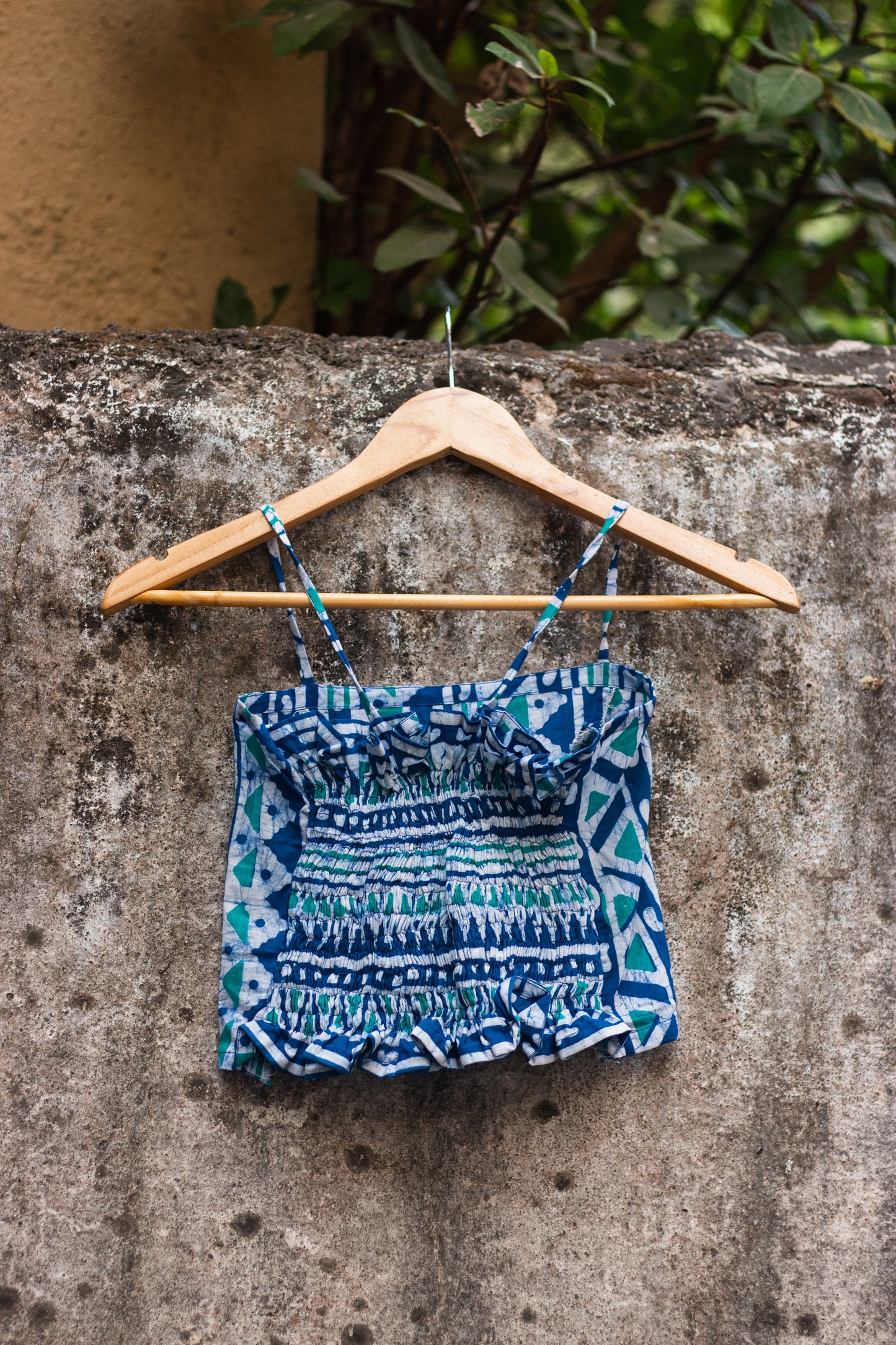 Cotton Crop Top In Batik Print Aztec Print