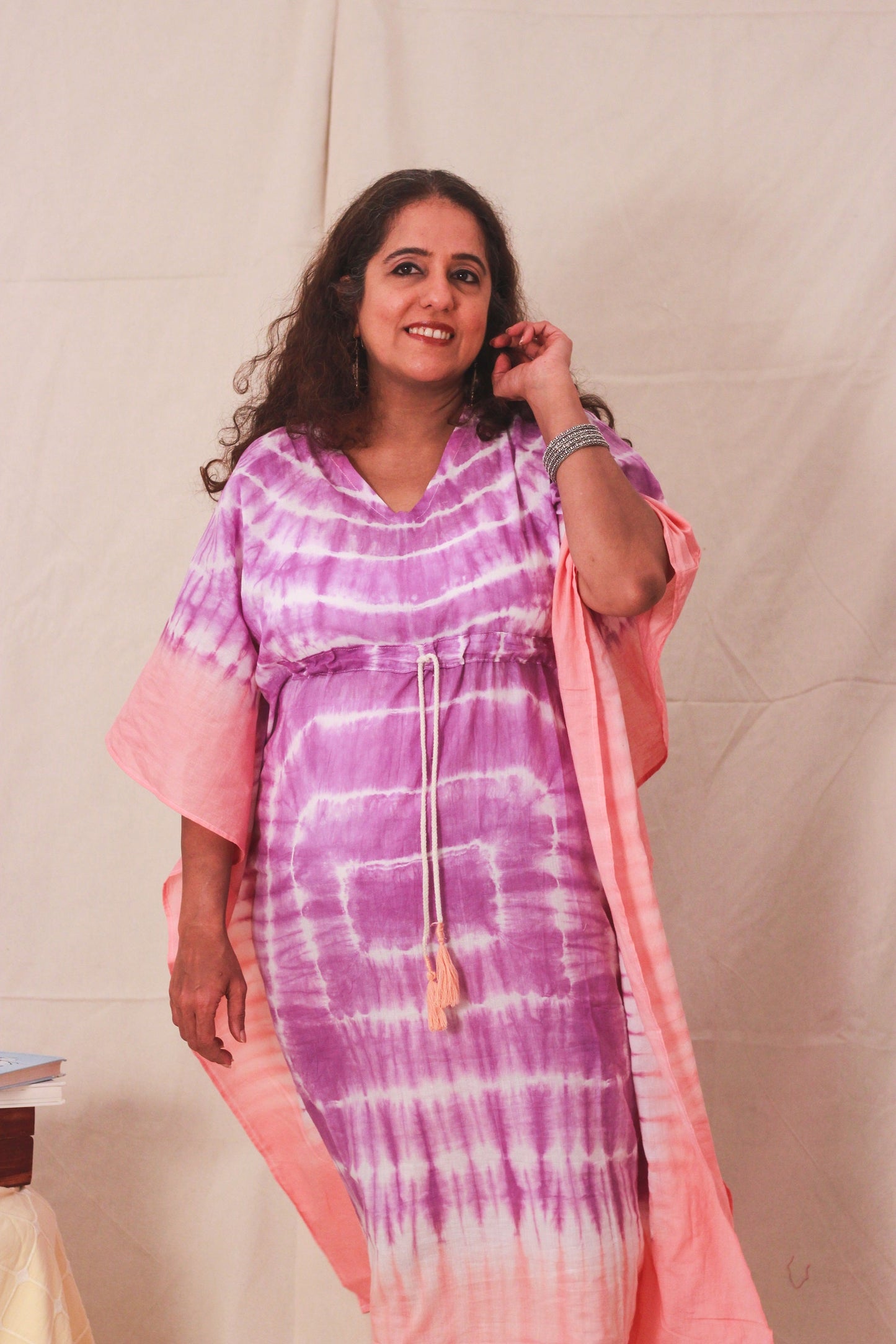 Cotton Mulmul Tie Dye Kaftan Dress · Soothing Pastels