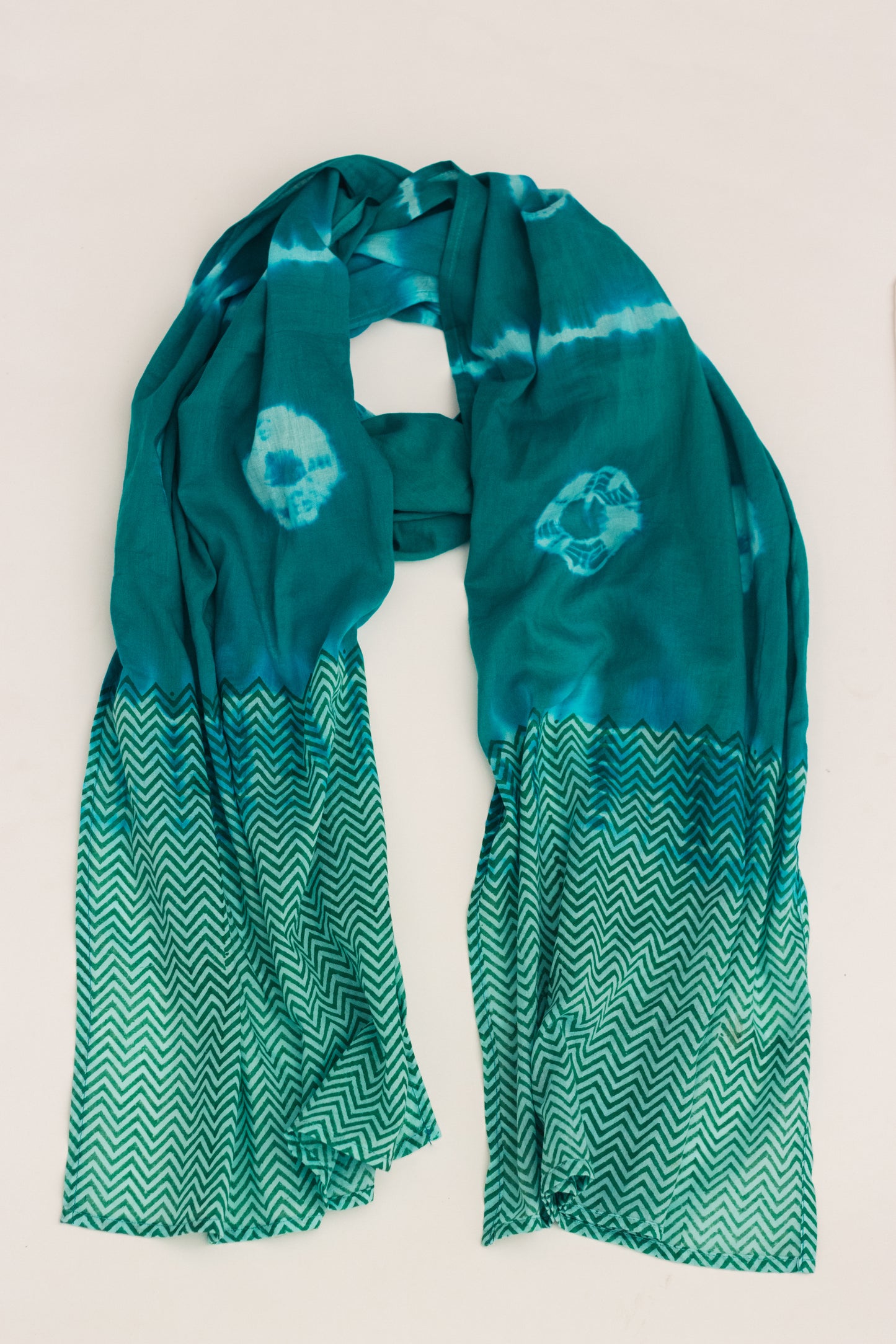 Cotton Voile Tie Dye Stole ·  Shades Of Emerald