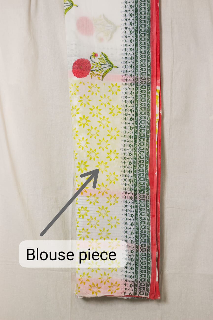 Cotton Mul Bagru Saree Spring Blossom