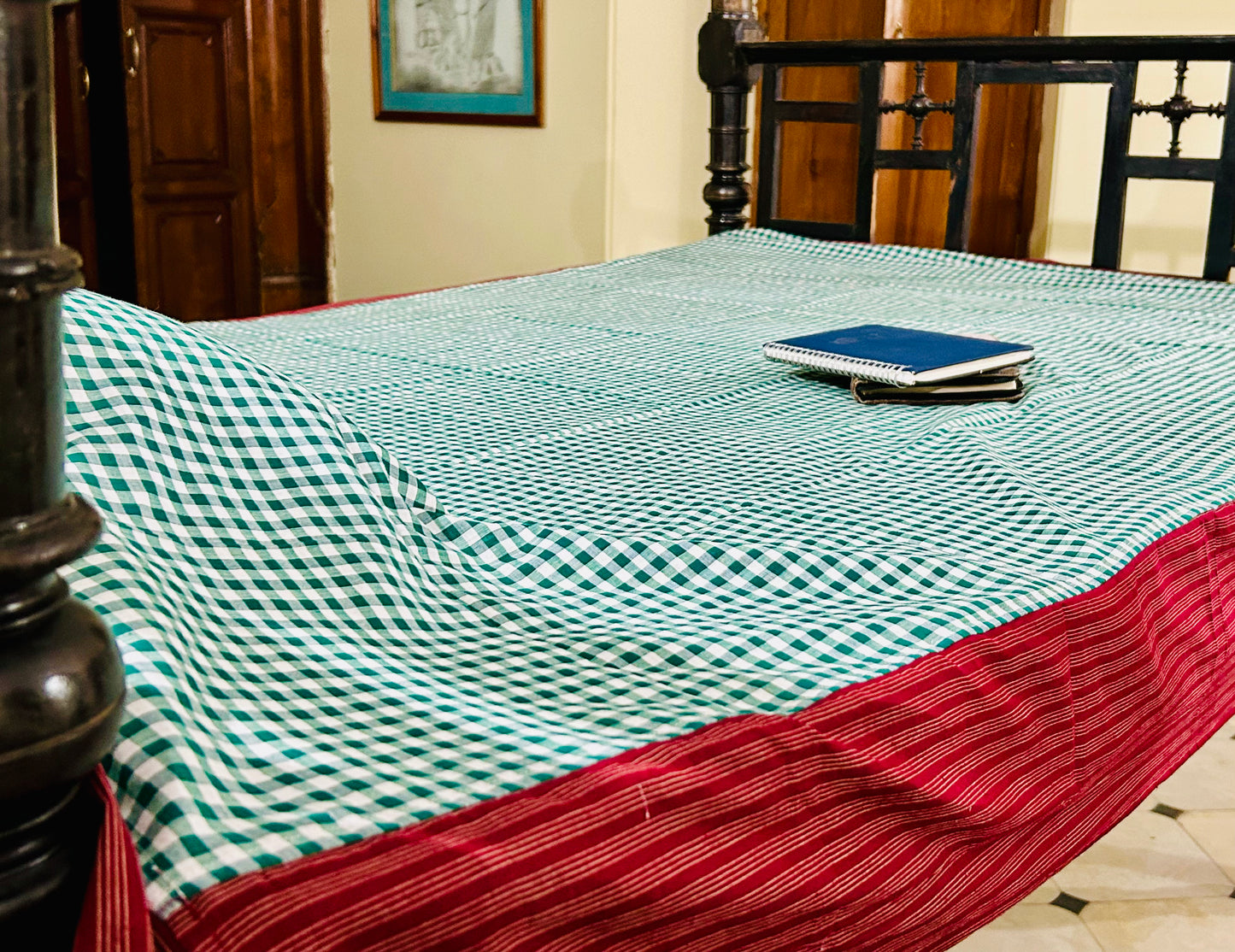 Christmas Cheer, handloom cotton single bedsheet (no pillow covers)