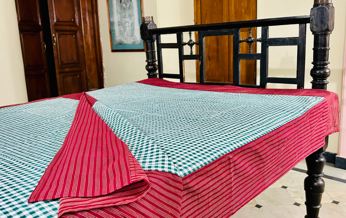 Christmas Cheer, handloom cotton single bedsheet (no pillow covers)