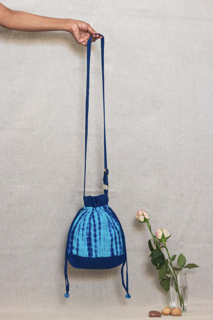 Cotton Drawstring Sling Bag • Vibrant Blue