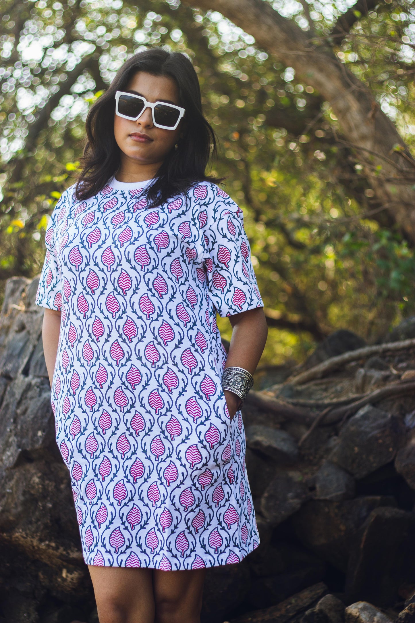 Block Printed T-shirt Dress - Ajrakh Print