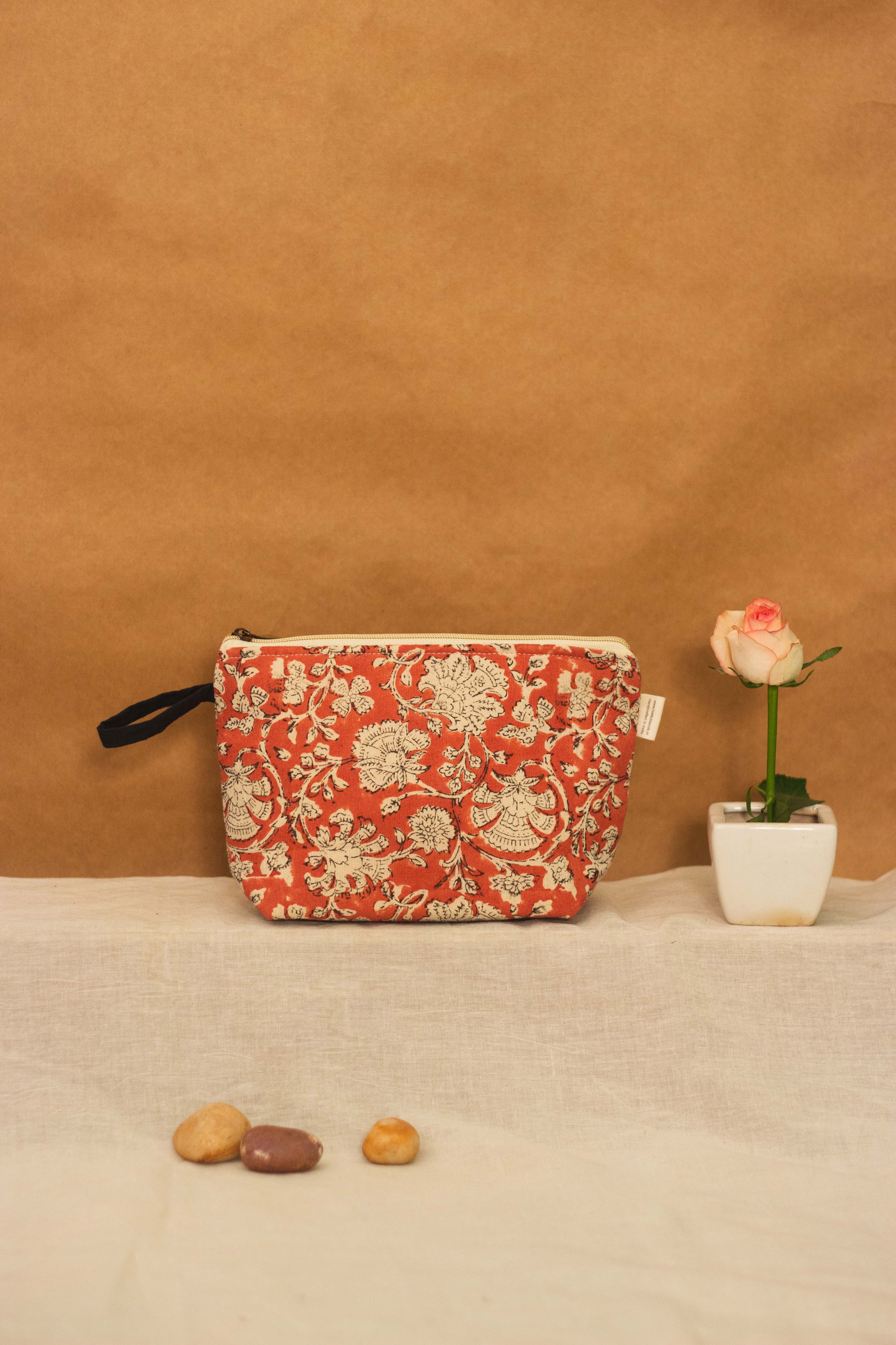 Cotton Pouch • Rust • Floral – rusticblends