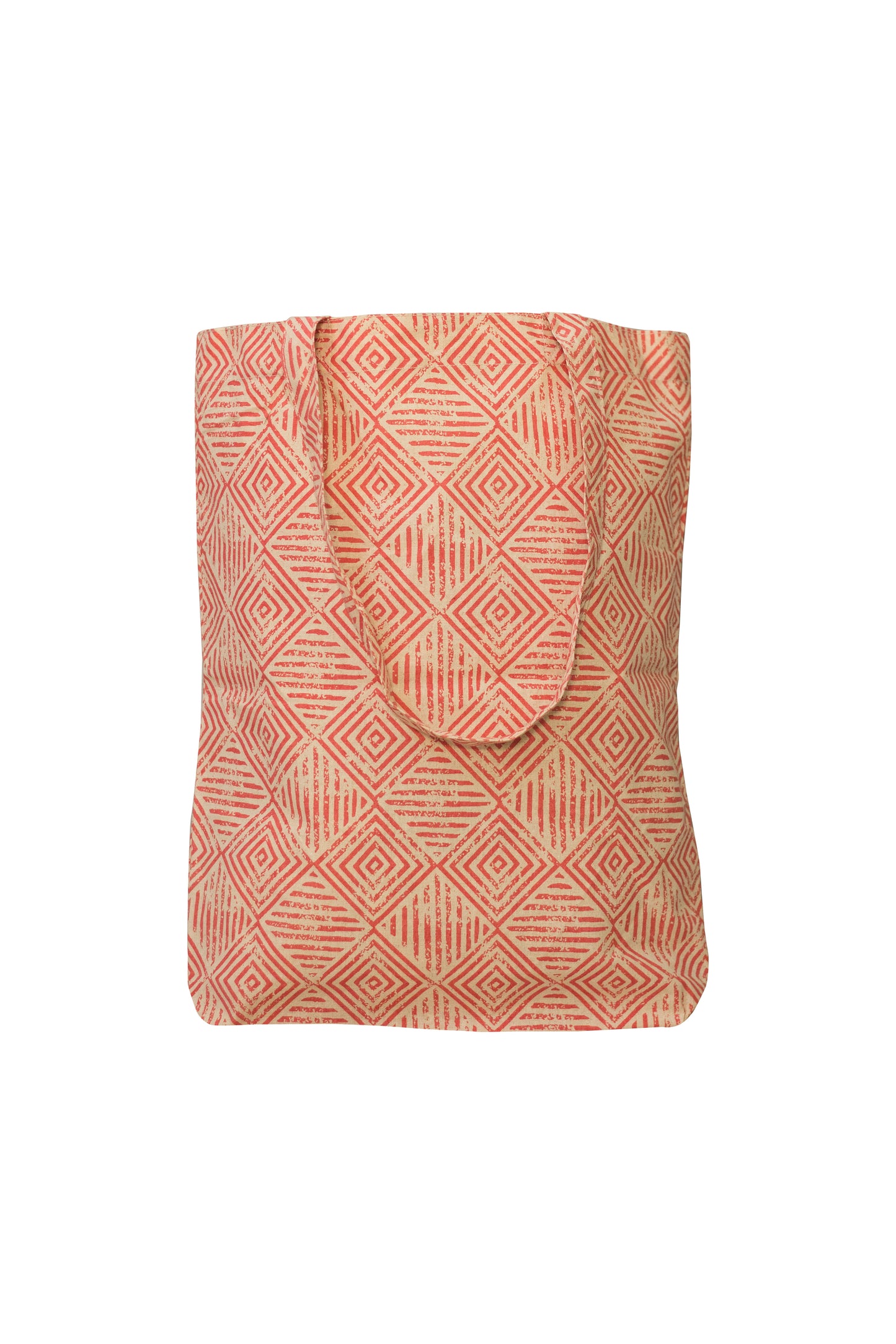 Diamond Peach Cotton Shopping Tote Bag