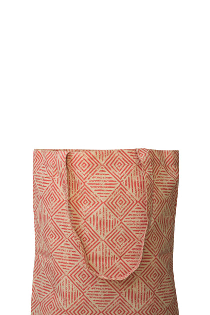 Diamond Peach Cotton Shopping Tote Bag