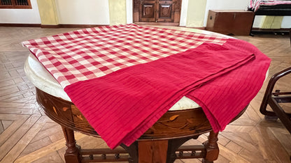 Burgundy Checks, handloom cotton single bedsheet (no pillow covers)