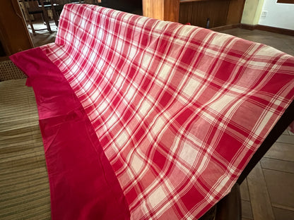 Maroon Double Checks, handloom cotton single bedsheet (no pillow covers)