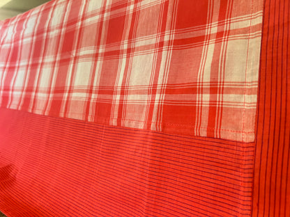 Orange Checks, handloom cotton single bedsheet (no pillow covers)