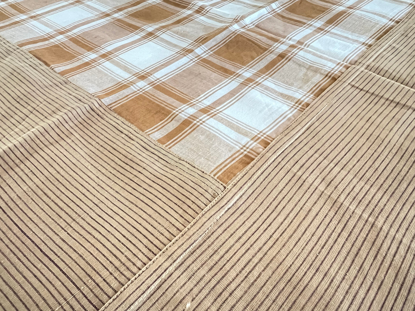 Coffee Checks, handloom cotton single bedsheet (no pillow covers)