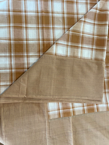 Coffee Checks, handloom cotton single bedsheet (no pillow covers)