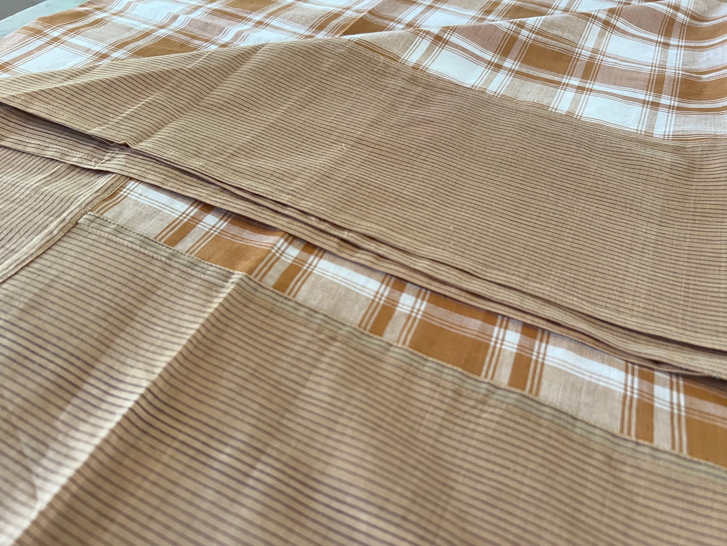 Coffee Checks, handloom cotton single bedsheet (no pillow covers)