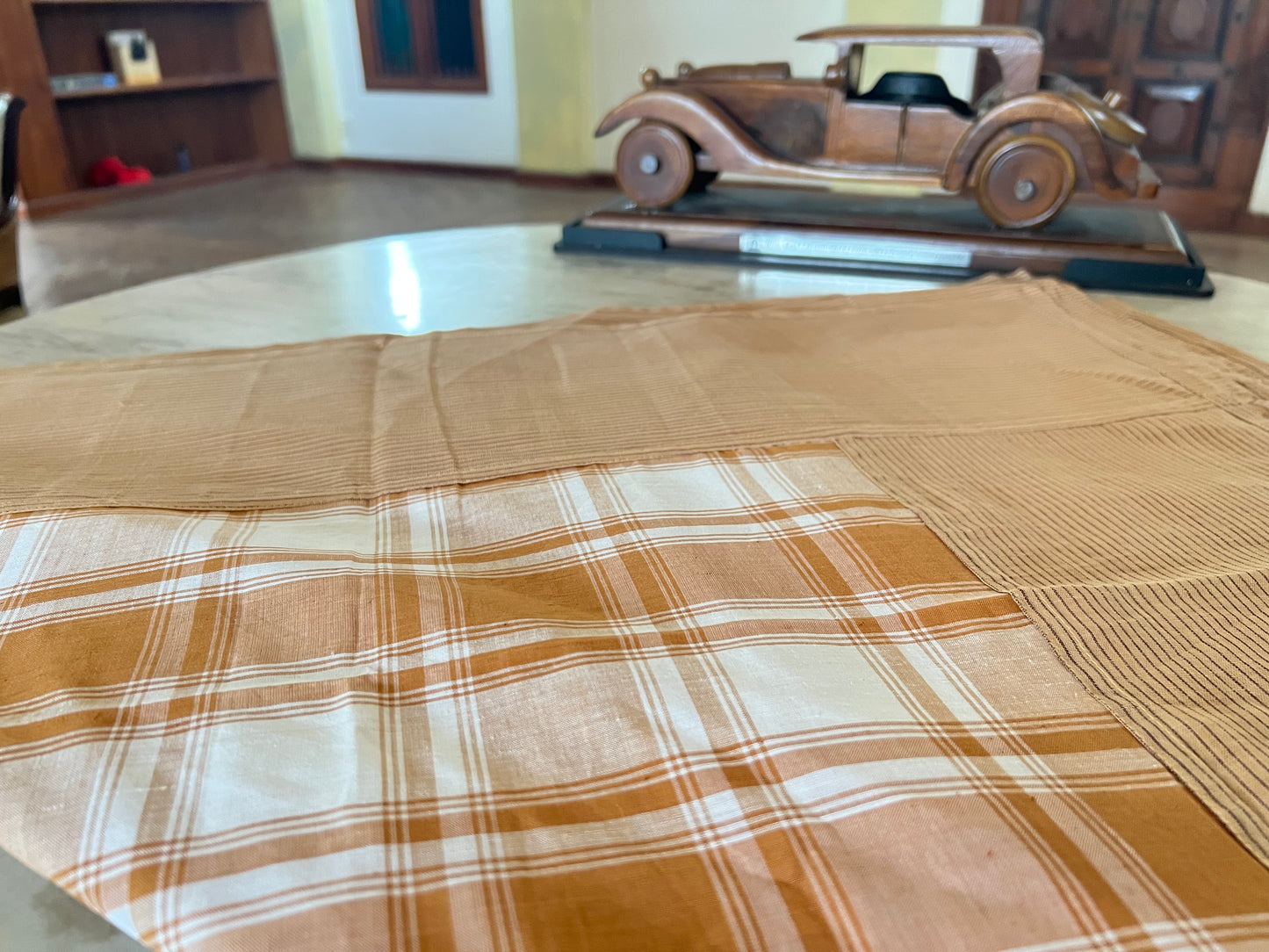 Coffee Checks, handloom cotton single bedsheet (no pillow covers)