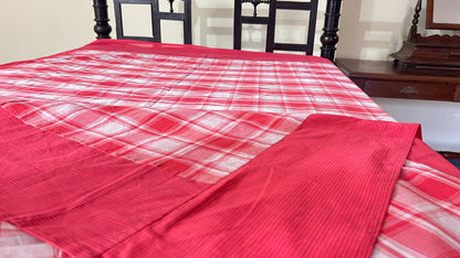 Orange Checks, handloom cotton single bedsheet (no pillow covers)