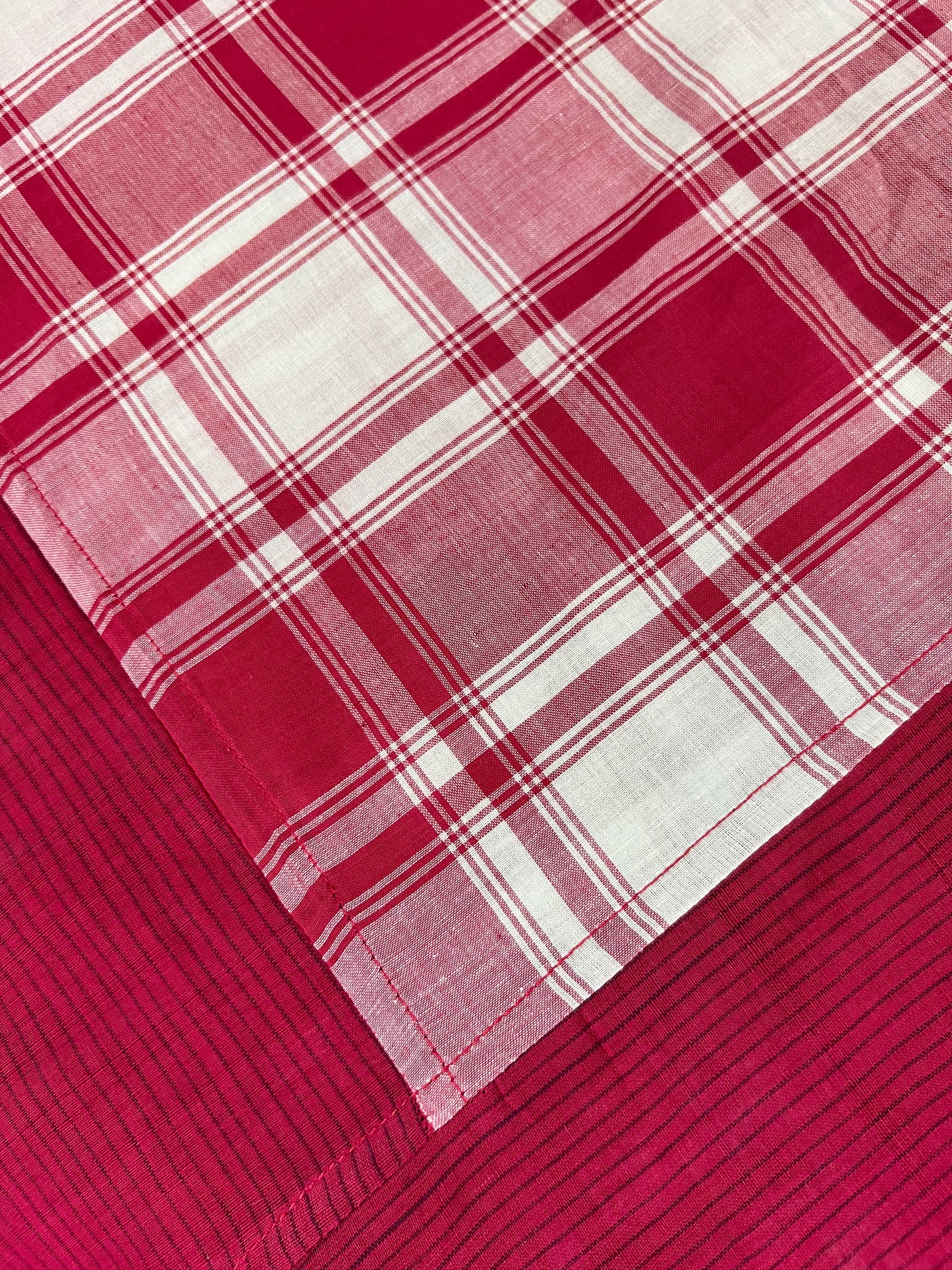 Maroon Double Checks, handloom cotton single bedsheet (no pillow covers)