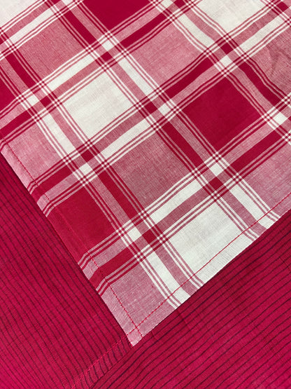 Maroon Double Checks, handloom cotton single bedsheet (no pillow covers)