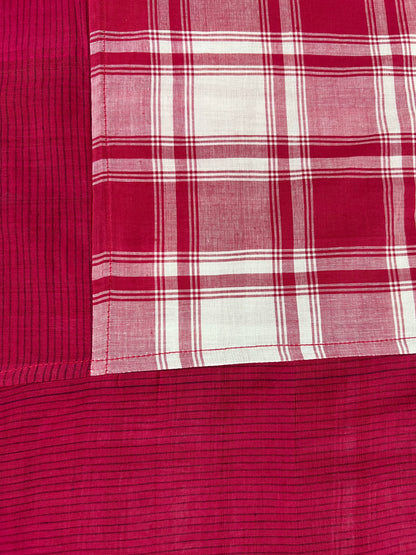 Maroon Double Checks, handloom cotton single bedsheet (no pillow covers)