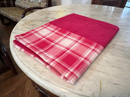 Maroon Double Checks, handloom cotton single bedsheet (no pillow covers)