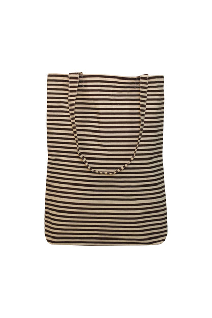 Stripes Coffee Cotton Shopping Tote Bag