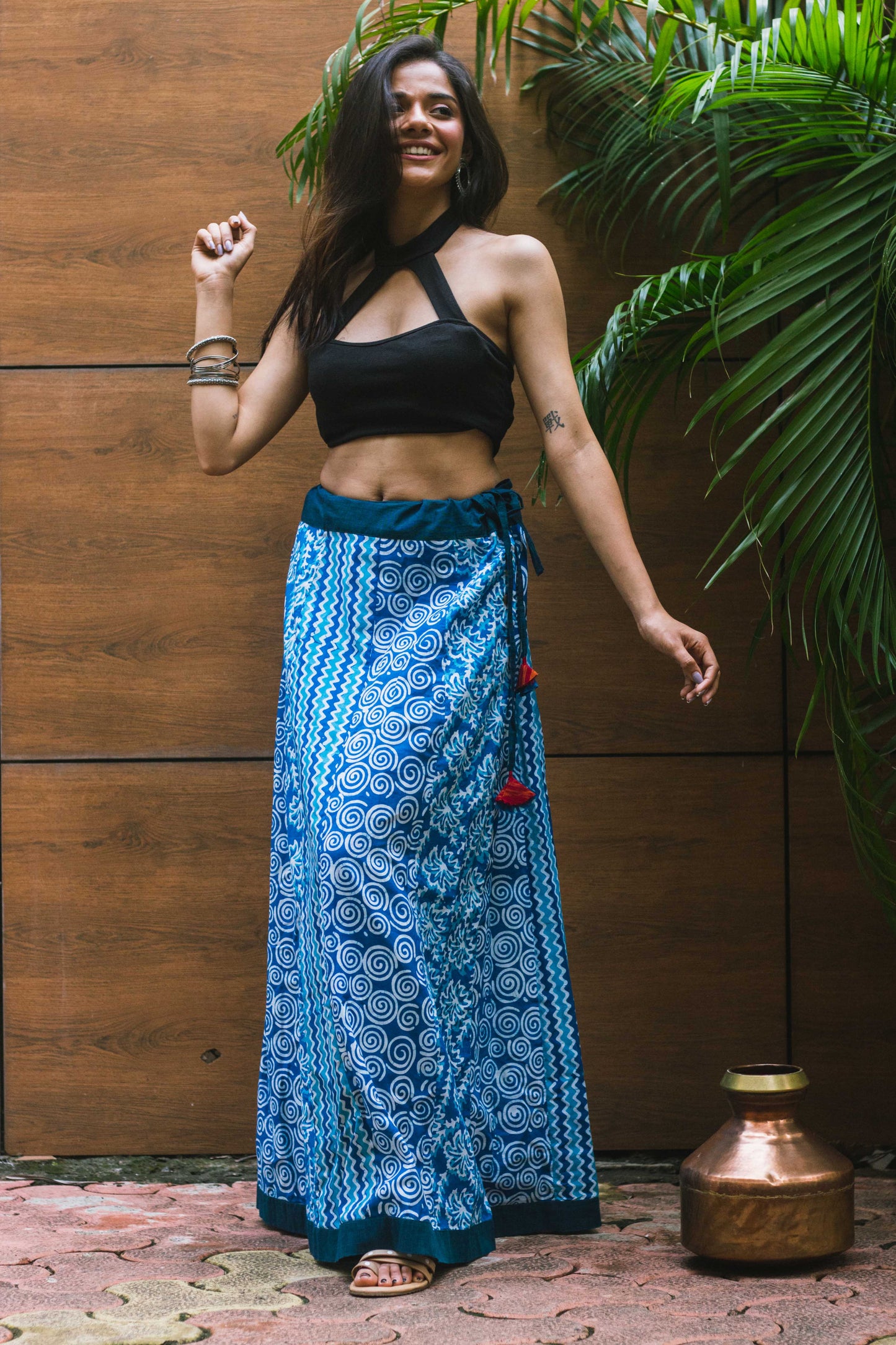 Blue Panelled Batik Skirt