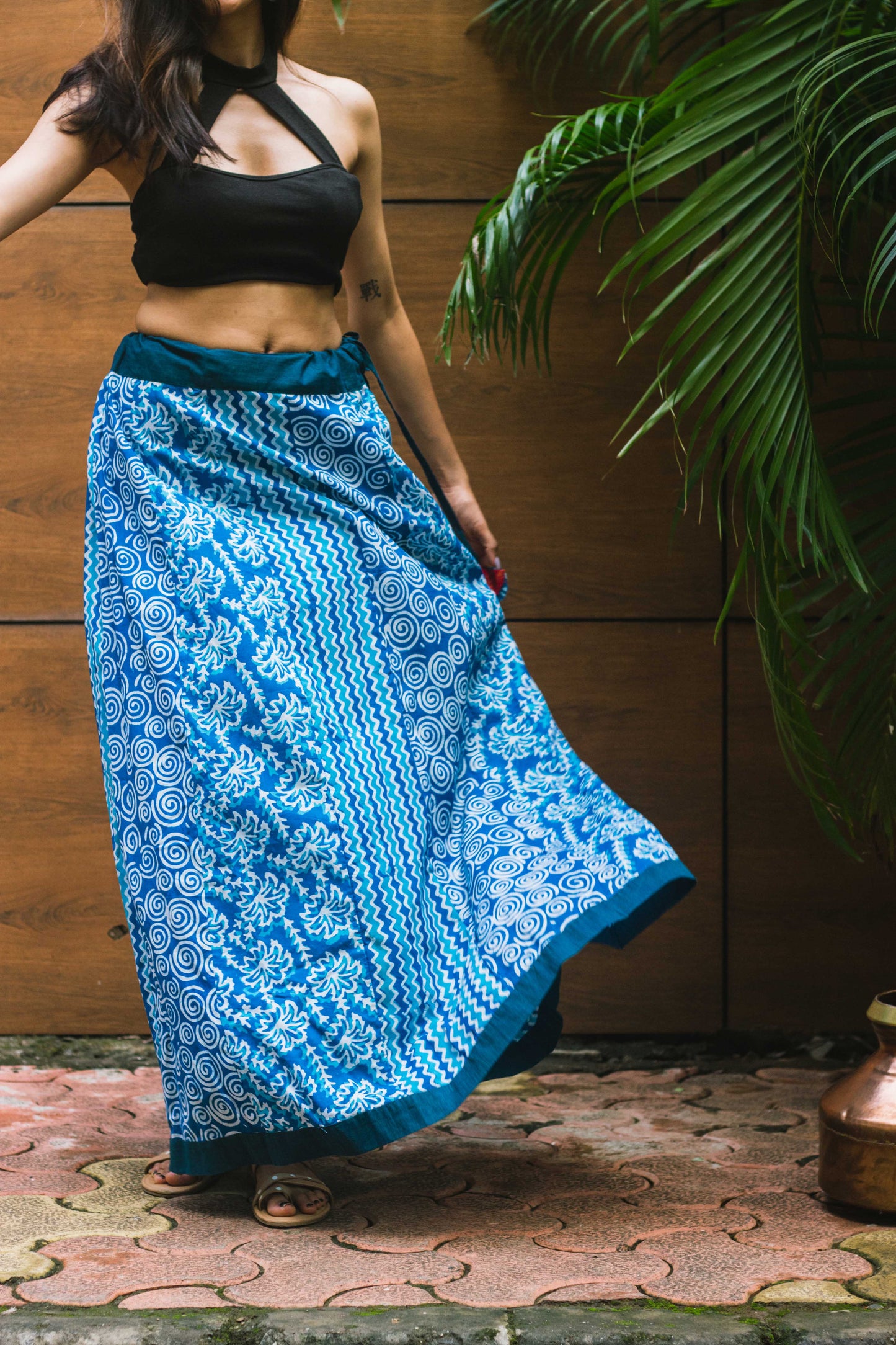 Blue Panelled Batik Skirt