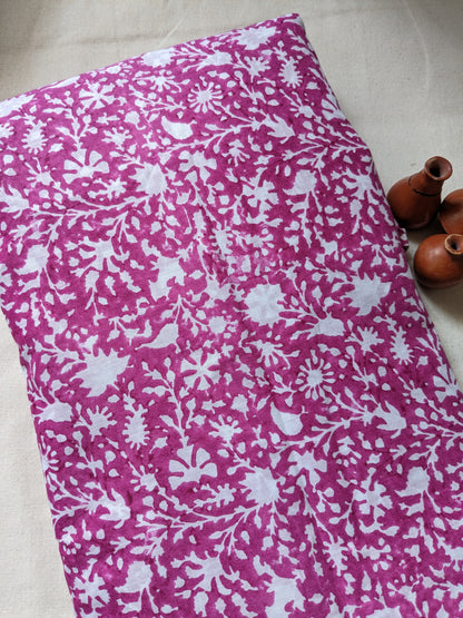 Cotton Mulmul Hand Block Printed Fabrics by meter Floral Gadh