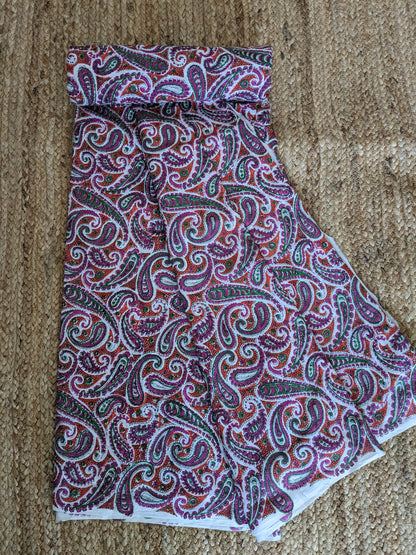 Cotton Mulmul Hand Block Printed Fabrics by meter Pink kairi