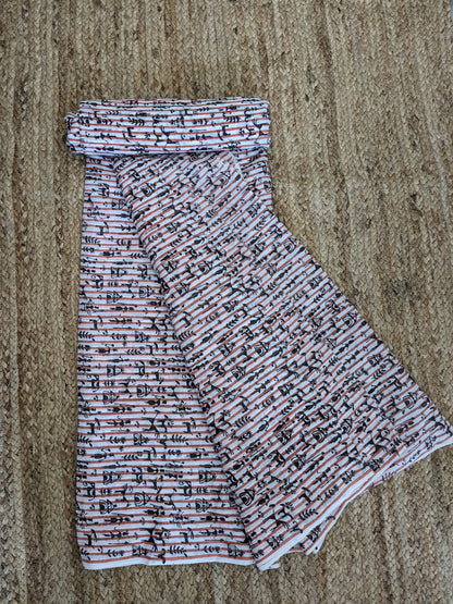 Cotton Mulmul Hand Block Printed Fabrics by meter   Striped Tribal