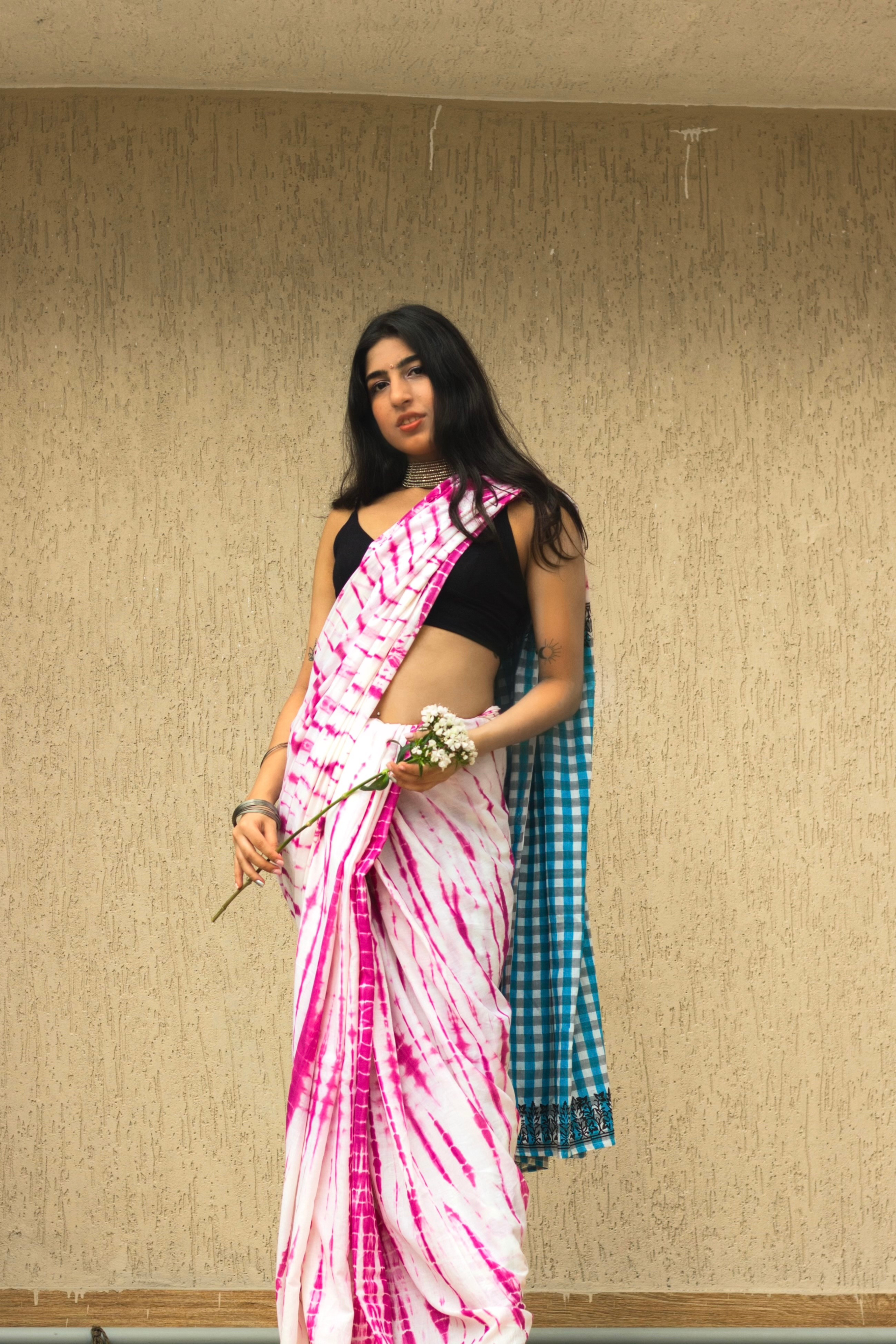 Indigo Chanderi Saree in Hand Block Printed Design -Ramdhanu Ethnic