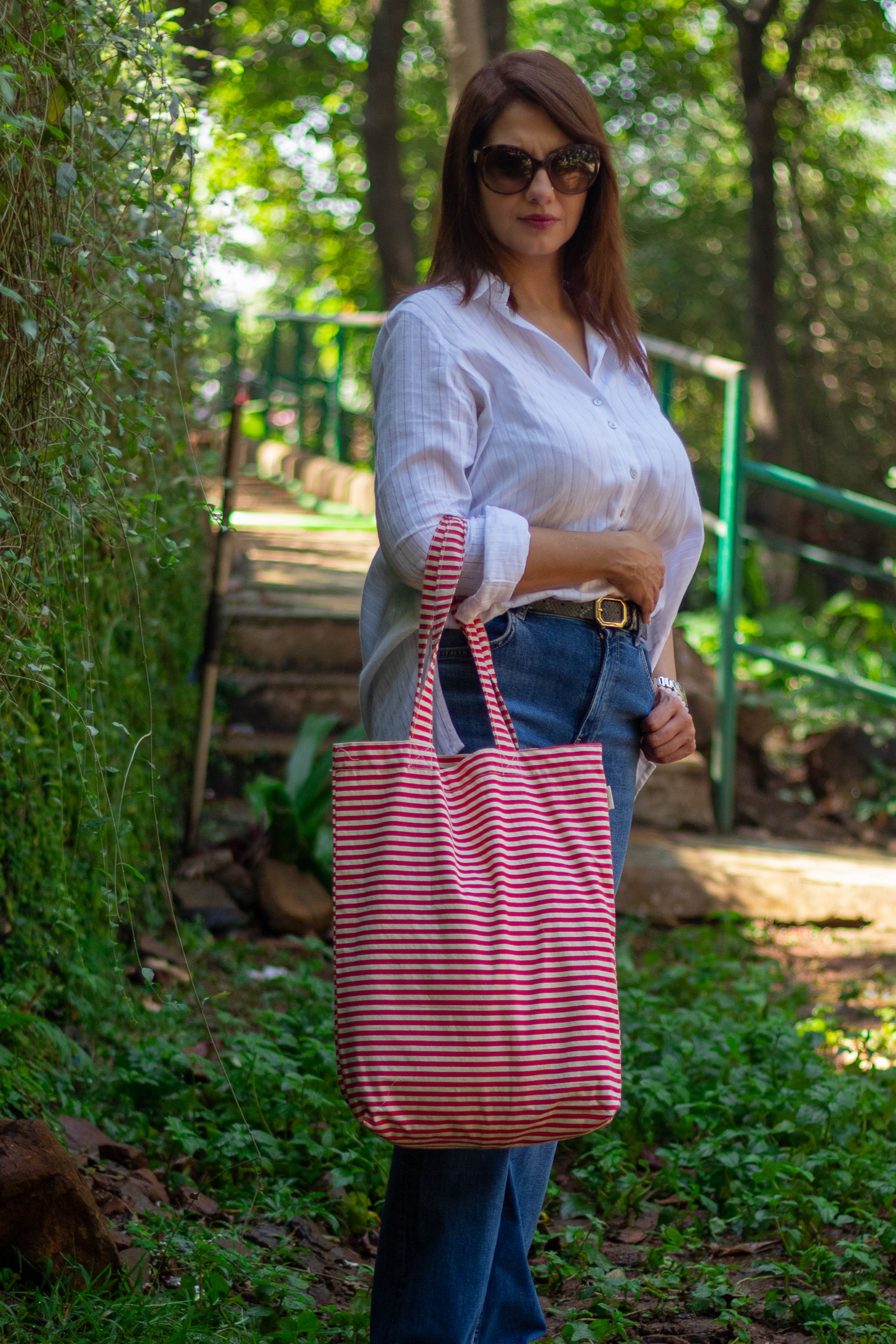 Large Stripe Canvas Tote | Kate Spade Outlet