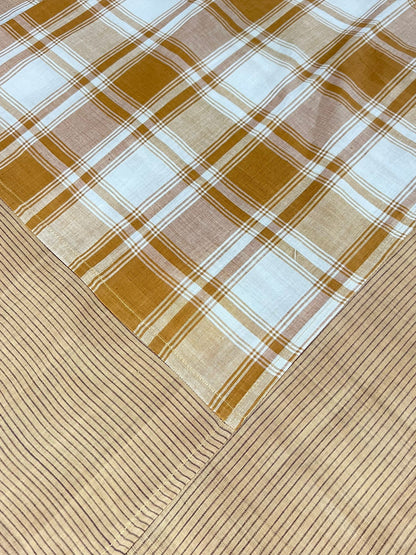 Coffee Checks, handloom cotton single bedsheet (no pillow covers)